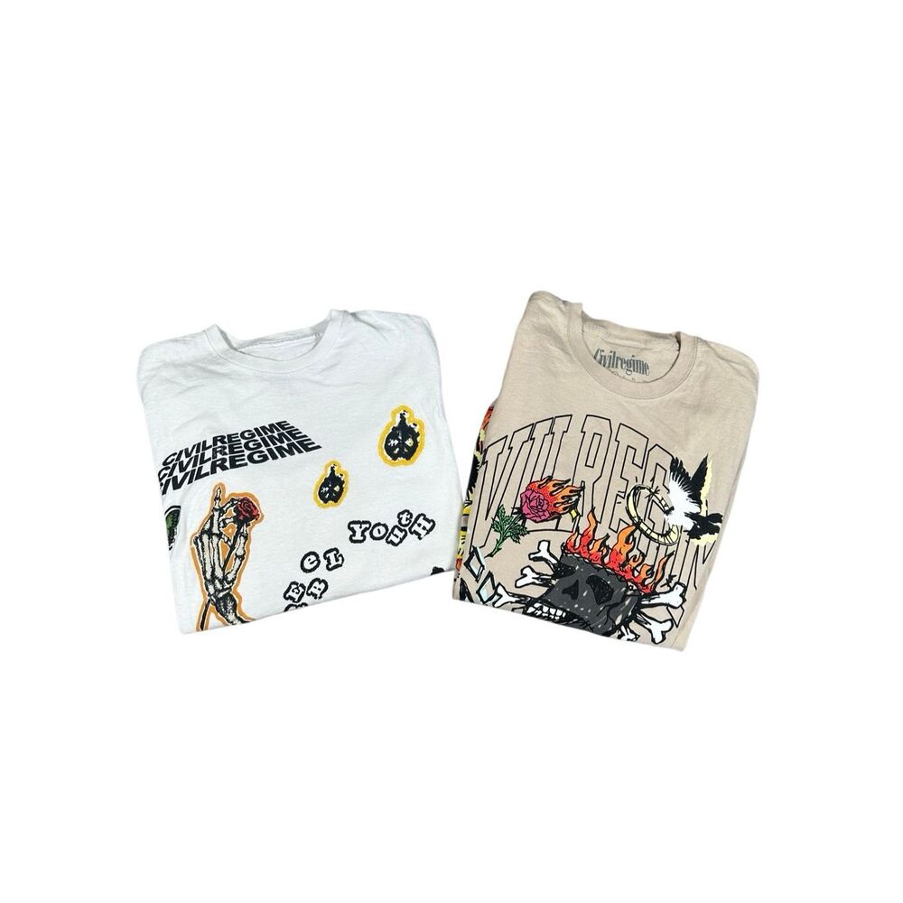 civilregime graphic t shirt bundle pump covers gym unisex size M colorful tees
